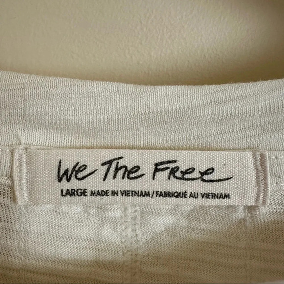 We the Free People size Large Cream Slub Knit Tunic Top Cotton Knit Thumbholes L - Picture 6 of 6